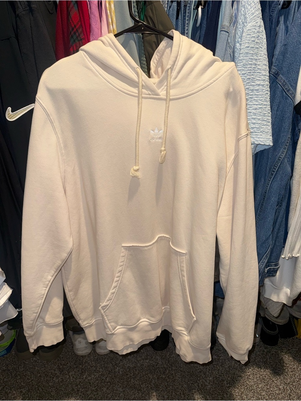 adidas Women’s Cream Pullover Hoodie with Trefoil